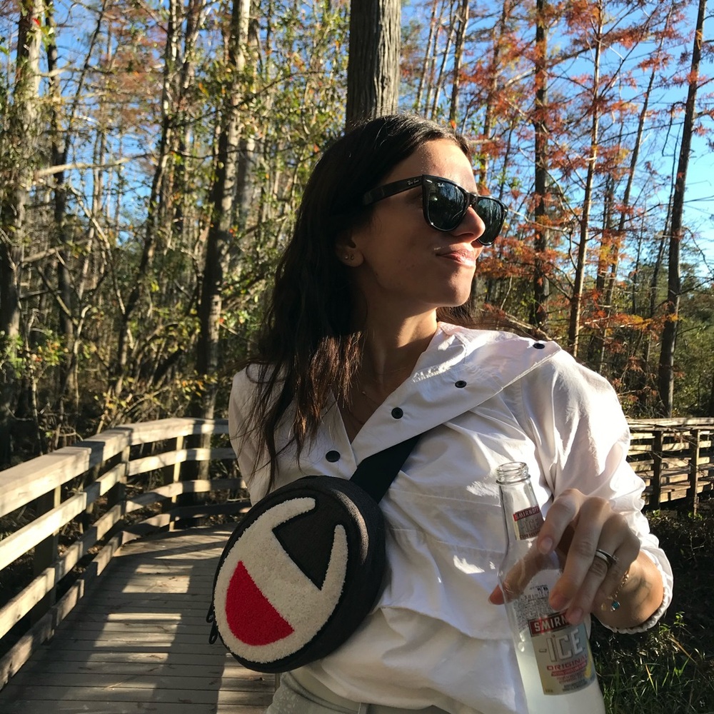 Black and Red Logo Crossbody Bag